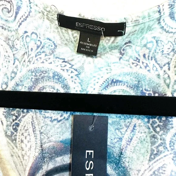 Espresso Women's Blue Purple Scoop Neck Sleeveless Ruffle Tank Tops Size Large - Picture 3 of 4